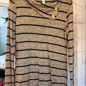 Women's Beige and Black Striped Top